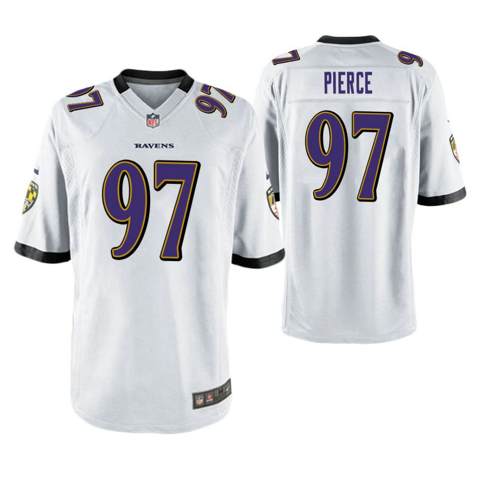 Baltimore Ravens #97 Michael Pierce White Game Jersey