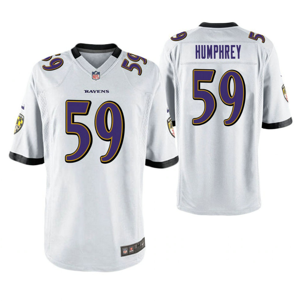 Baltimore Ravens #59 Myles Humphrey White Game Jersey
