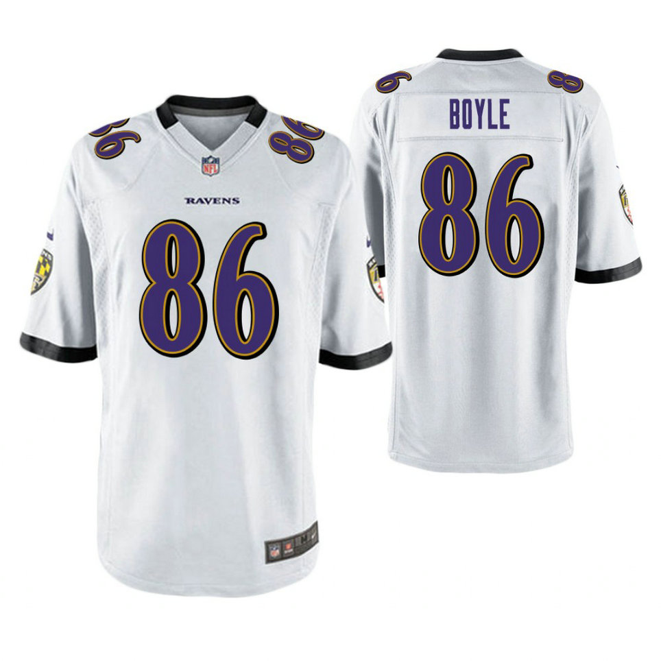 Baltimore Ravens #86 Nick Boyle White Game Jersey
