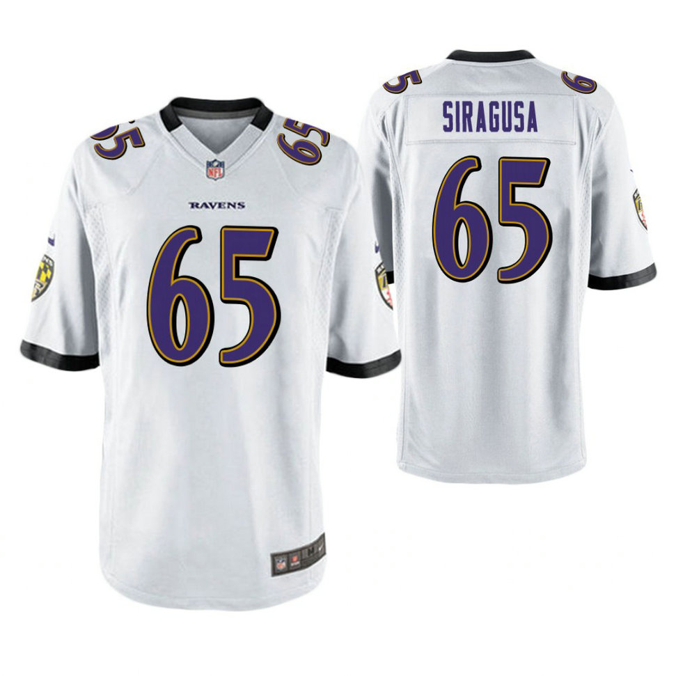 Baltimore Ravens #65 Nico Siragusa White Game Jersey