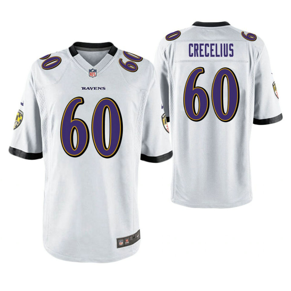 Baltimore Ravens #60 Randin Crecelius White Game Jersey