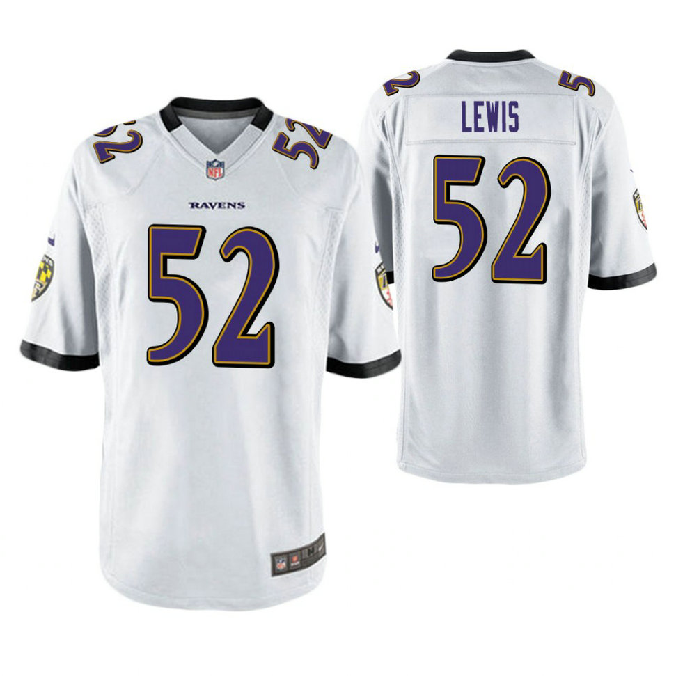 Baltimore Ravens #52 Ray Lewis White Game Retired Player Jersey