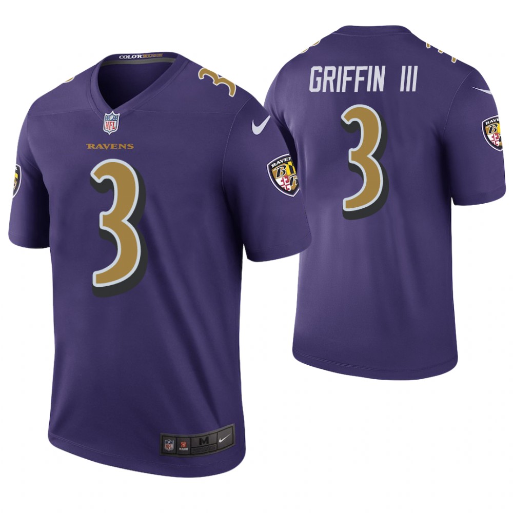 Baltimore Ravens #3 Robert Griffin III Purple Color Rush Legend Jersey