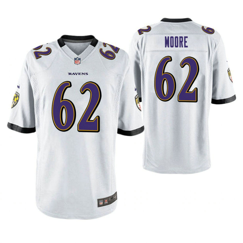 Baltimore Ravens #62 Steven Moore White Game Jersey
