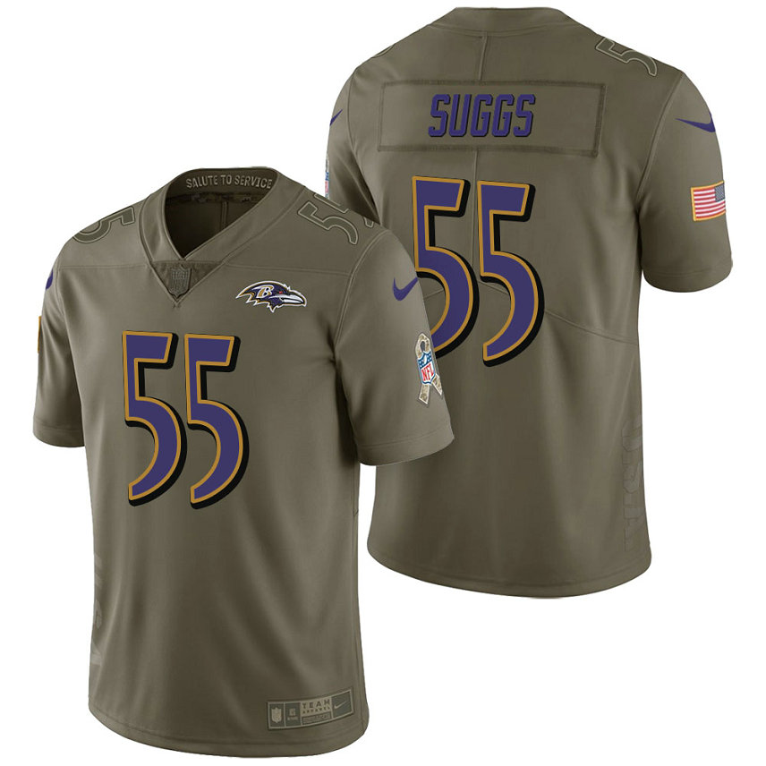 Baltimore Ravens #55 Terrell Suggs Olive 2017 Salute to Service Limited Jersey