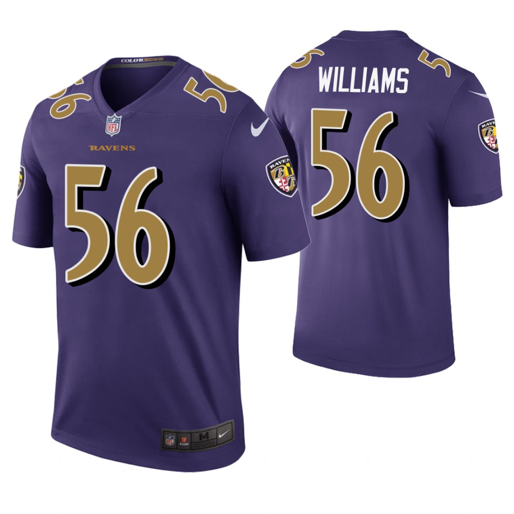 Baltimore Ravens #56 Tim Williams Purple Color Rush Legend Jersey Baltimore Ravens #56 Tim Williams Purple Color Rush Legend Jersey