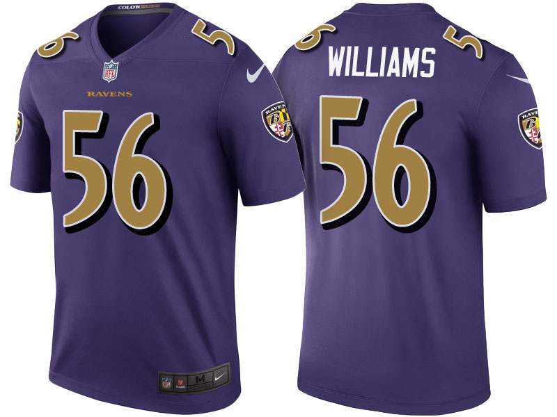 Baltimore Ravens #56 Tim Williams Purple Color Rush Legend Jersey