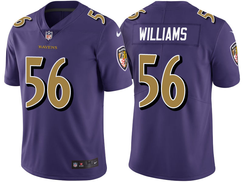 Baltimore Ravens #56 Tim Williams Purple Vapor Untouchable Color Rush Limited Jersey