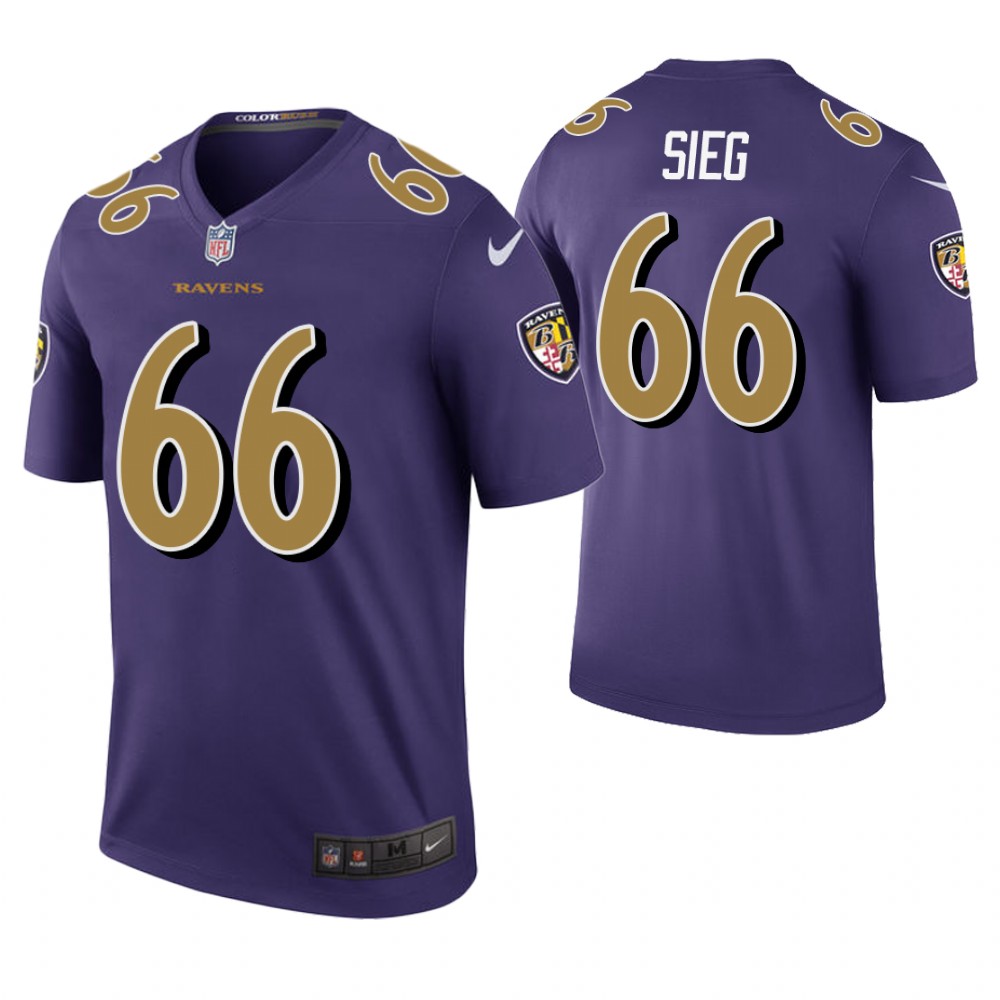 Baltimore Ravens #66 Trent Sieg Purple Color Rush Legend Jersey