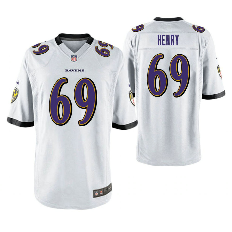 Baltimore Ravens #69 Willie Henry White Game Jersey Baltimore Ravens #69 Willie Henry White Game Jersey