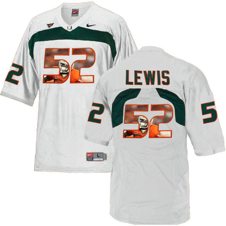 Ray Lewis #52 Miami Hurricanes White College Football Jersey