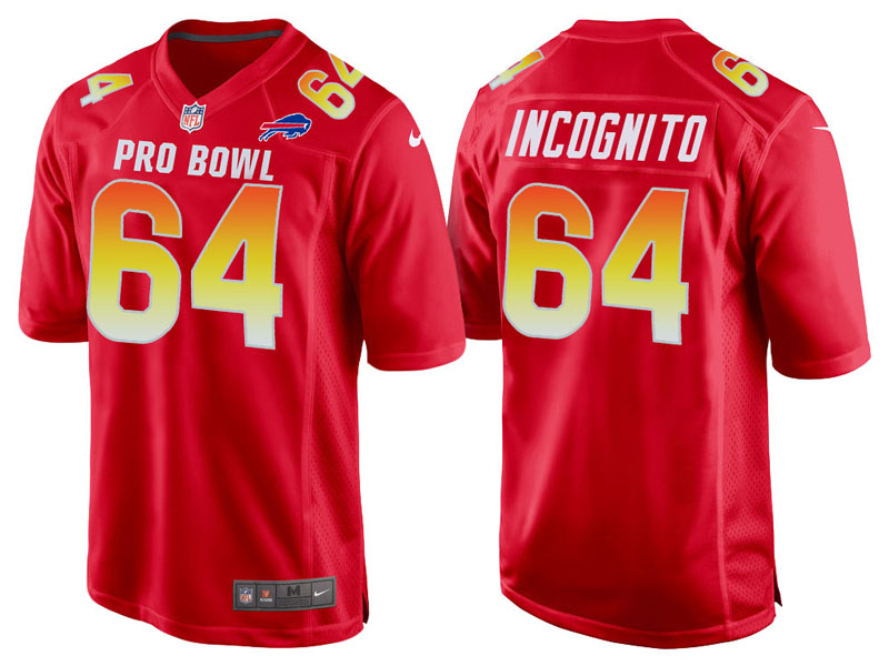 2018 Pro Bowl AFC Buffalo Bills #64 Richie Incognito Red Game Jersey 2018 Pro Bowl AFC Buffalo Bills #64 Richie Incognito Red Game Jersey