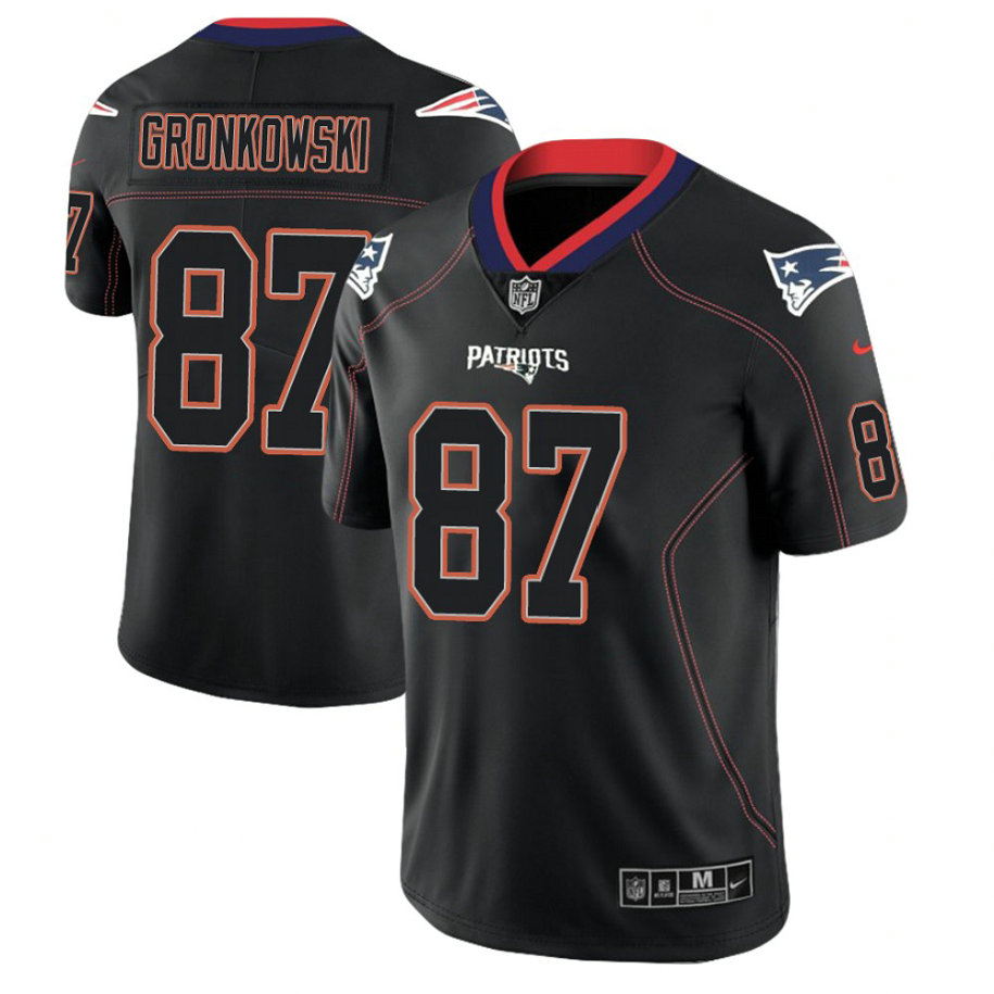 New England Patriots #87 Rob Gronkowski 2018 Lights Out Color Rush Limited Black Jersey