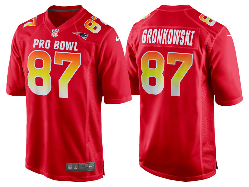 2018 Pro Bowl AFC New England Patriots #87 Rob Gronkowski Red Game Jersey