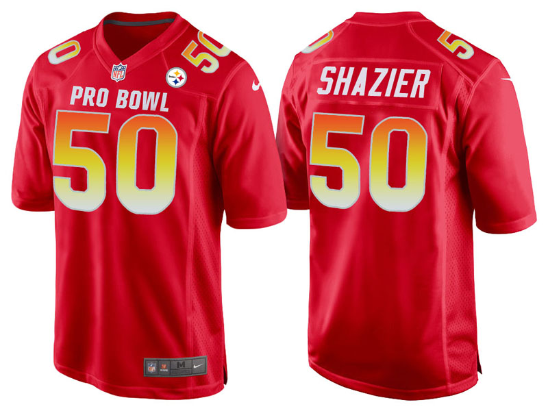 2018 Pro Bowl AFC Pittsburgh Steelers #50 Ryan Shazier Red Game Jersey