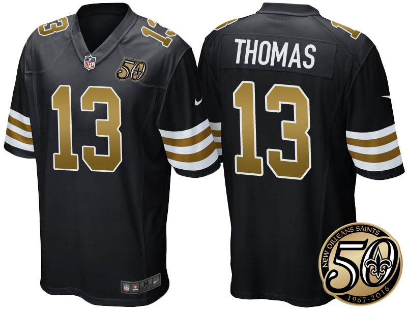 New Orleans Saints #13 Michael Thomas Black 50th Season Patch Alternate Game Jersey New Orleans Saints #13 Michael Thomas Black 50th Season Patch Alternate Game Jersey