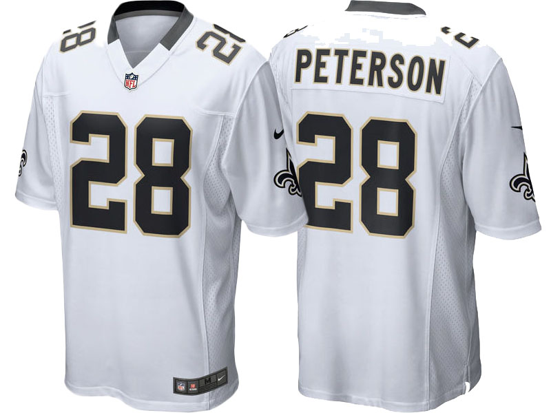 New Orleans Saints #28 Adrian Peterson White Game Jersey