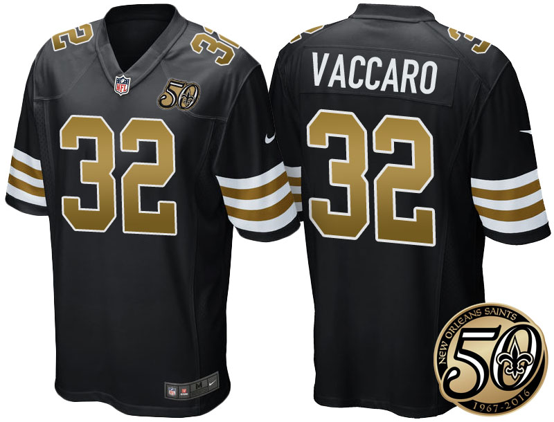 New Orleans Saints #32 Kenny Vaccaro Black 50th Season Patch Alternate Game Jersey New Orleans Saints #32 Kenny Vaccaro Black 50th Season Patch Alternate Game Jersey