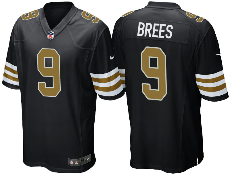 New Orleans Saints #9 Drew Brees Black Alternate Game Jersey New Orleans Saints #9 Drew Brees Black Alternate Game Jersey