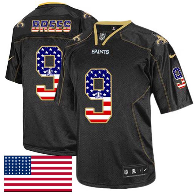 New Orleans Saints #9 Drew Brees Black USA Flag Fashion Jersey New Orleans Saints #9 Drew Brees Black USA Flag Fashion Jersey