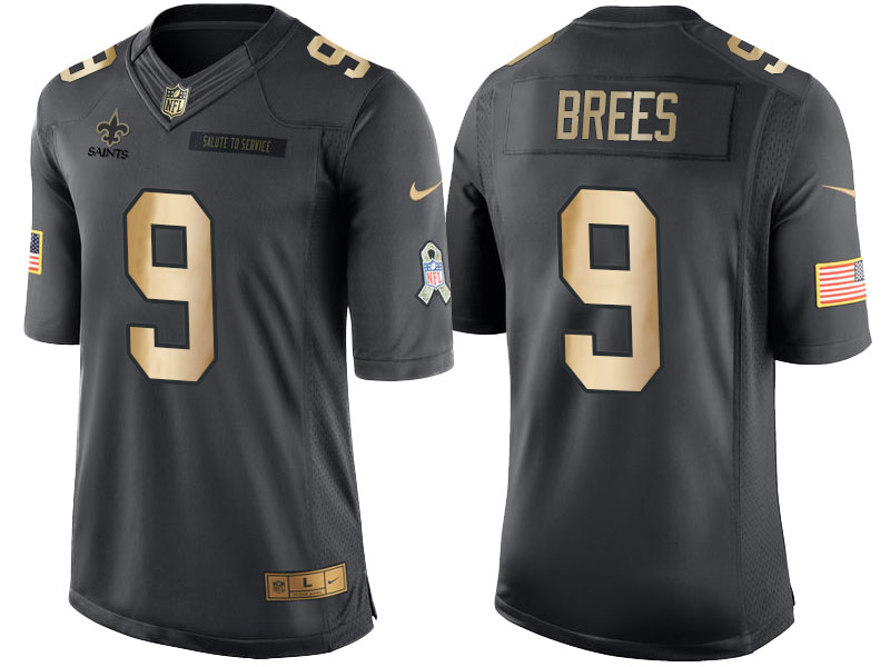 Saints #9 Drew Brees Anthracite Gold 2016 Christmas Salute to Service Jersey Saints #9 Drew Brees Anthracite Gold 2016 Christmas Salute to Service Jersey