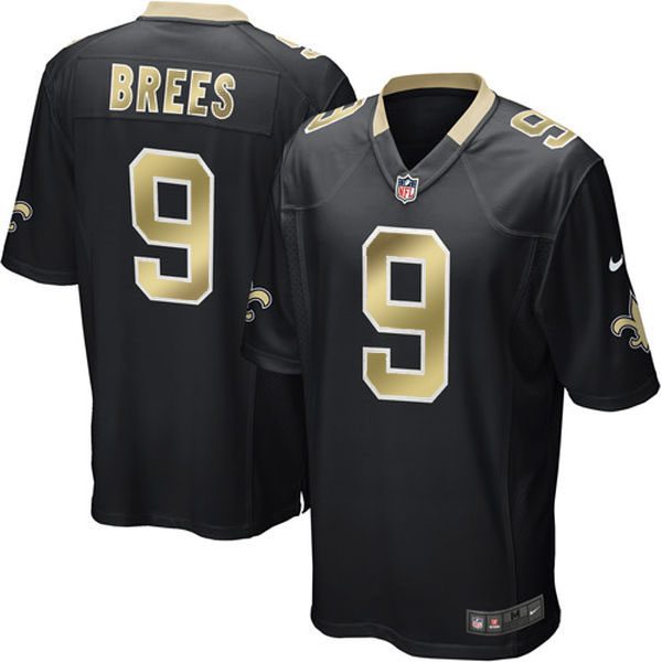 New Orleans Saints #9 Drew Brees Black Game Gold Jersey New Orleans Saints #9 Drew Brees Black Game Gold Jersey