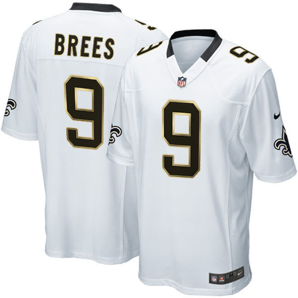 New Orleans Saints #9 Drew Brees White Game Gold Jersey New Orleans Saints #9 Drew Brees White Game Gold Jersey