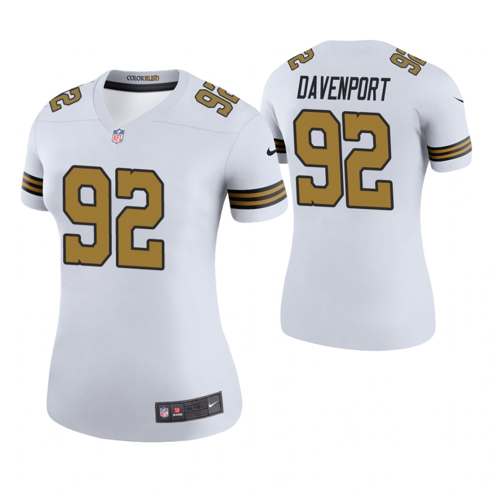 Women New Orleans Saints #92 Marcus Davenport White Color Rush Legend Jersey