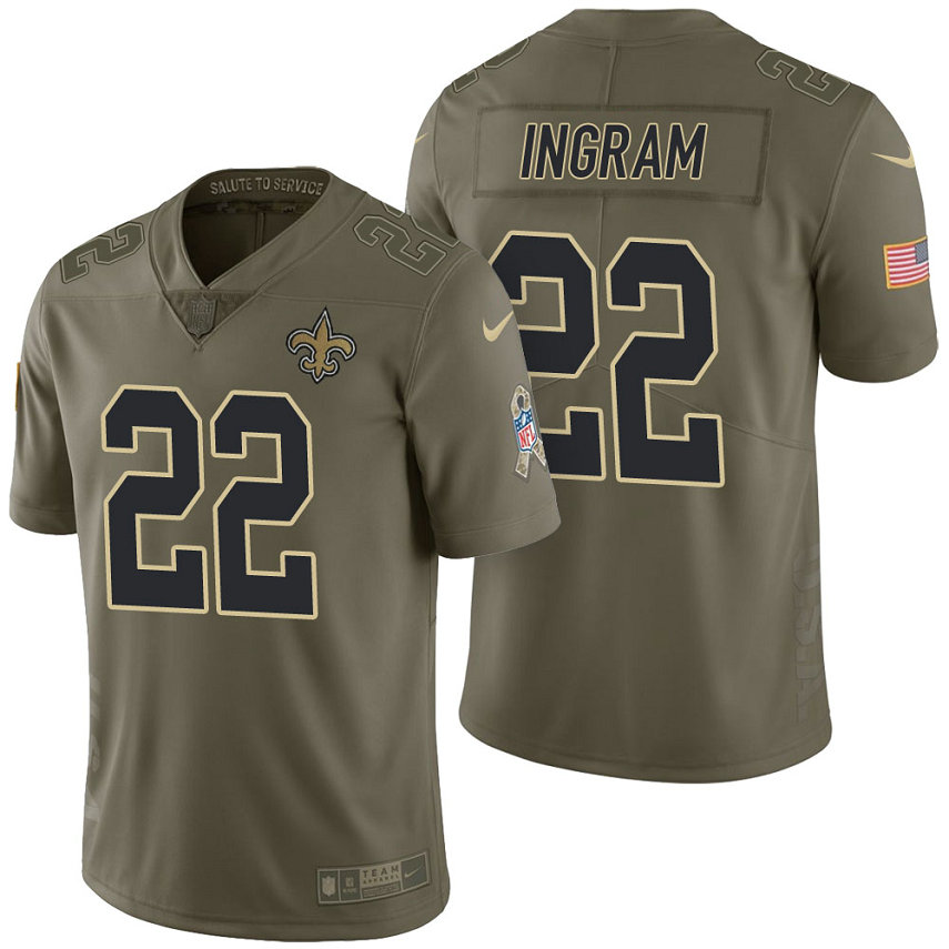New Orleans Saints #22 Mark Ingram Olive 2017 Salute to Service Limited Jersey New Orleans Saints #22 Mark Ingram Olive 2017 Salute to Service Limited Jersey