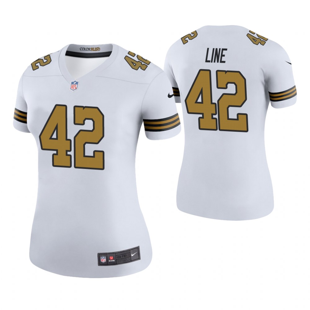 Women New Orleans Saints #42 Zach Line White Color Rush Legend Jersey Women New Orleans Saints #42 Zach Line White Color Rush Legend Jersey