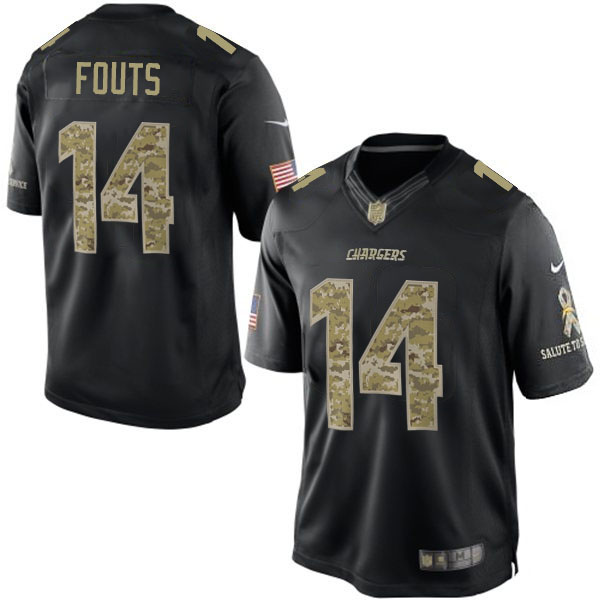 San Diego Chargers #14 Dan Fouts Salute To Service Black Jersey
