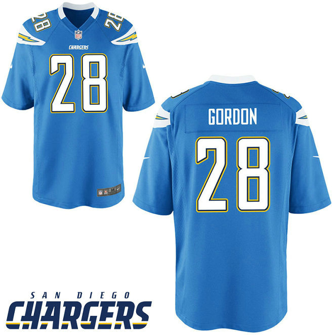 San Diego Chargers #28 Melvin Gordon Blue Game Preseason Game Jersey