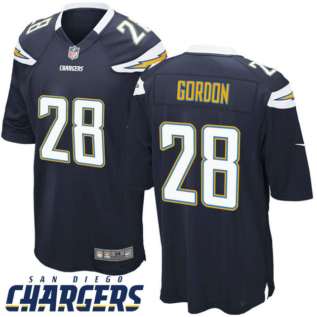 San Diego Chargers #28 Melvin Gordon Navy Game Preseason Game Jersey