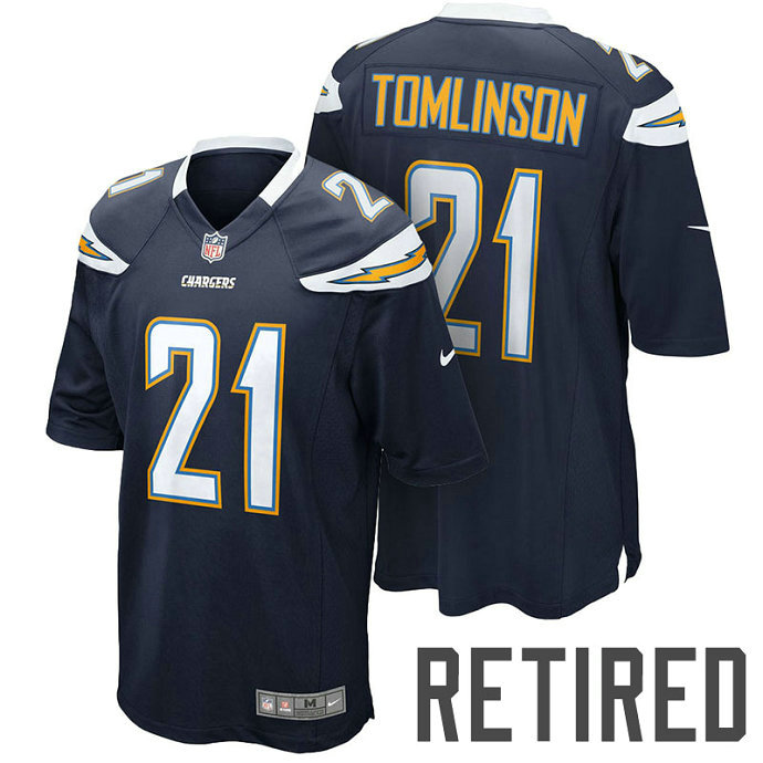 San Diego Chargers #21 Ladainian Tomlinson Navy Retired Player Game Jersey