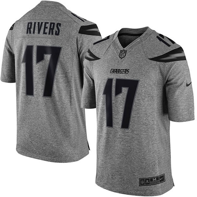 San Diego Chargers #17 Philip Rivers Gridiron Gray Limited Jersey