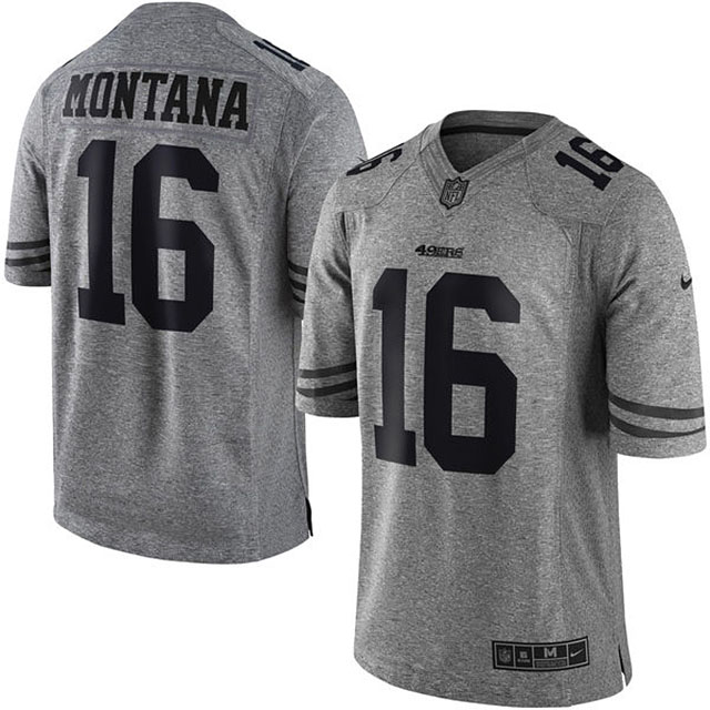 San Francisco 49ers #16 Joe Montana Gridiron Gray Limited Jersey San Francisco 49ers #16 Joe Montana Gridiron Gray Limited Jersey