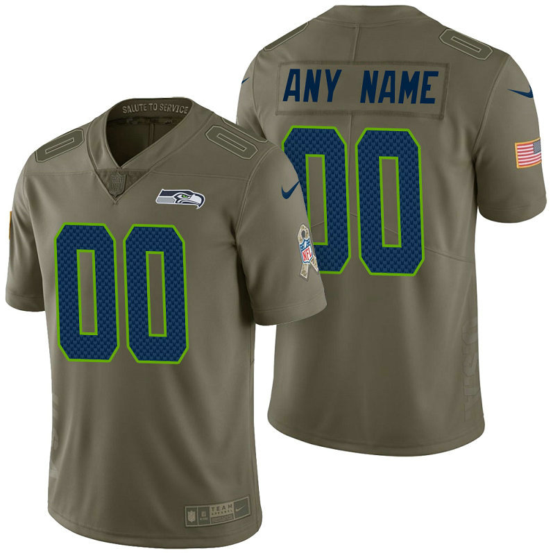 Seattle Seahawks Olive 2017 Salute to Service Limited Customized Jersey