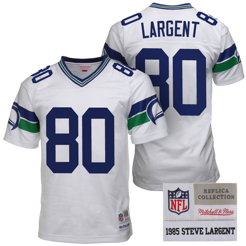 Seattle Seahawks #80 Steve Largent White 1985 Retired Player Throwback Jersey Seattle Seahawks #80 Steve Largent White 1985 Retired Player Throwback Jersey