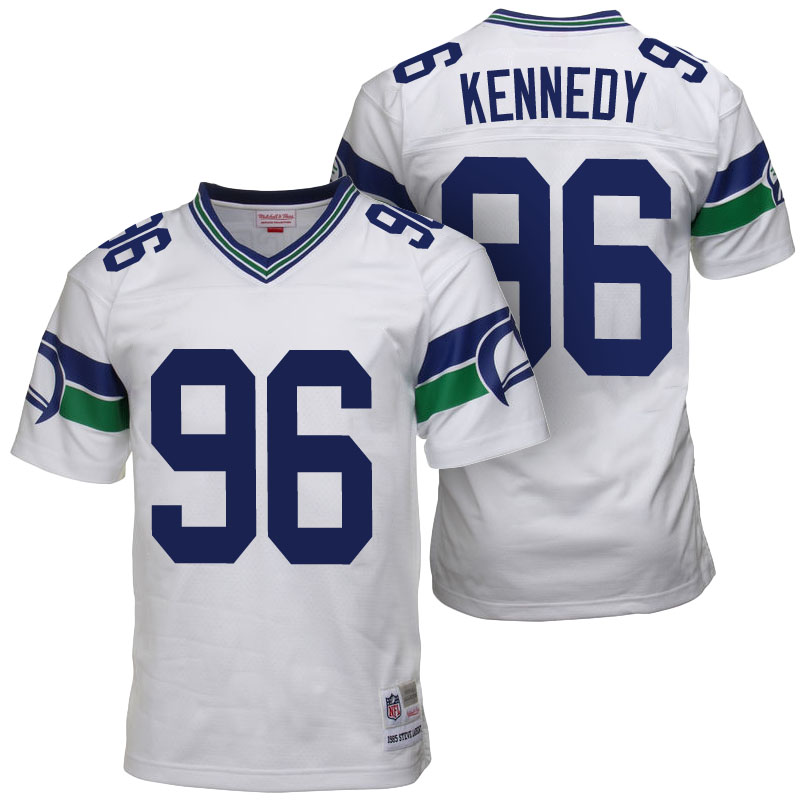 Seattle Seahawks #96 Cortez Kennedy White Retired Player Throwback Jersey