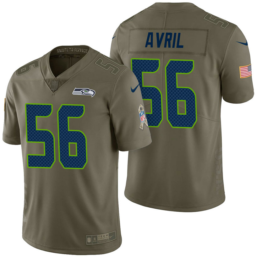 Seattle Seahawks #56 Cliff Avril Olive 2017 Salute to Service Limited Jersey