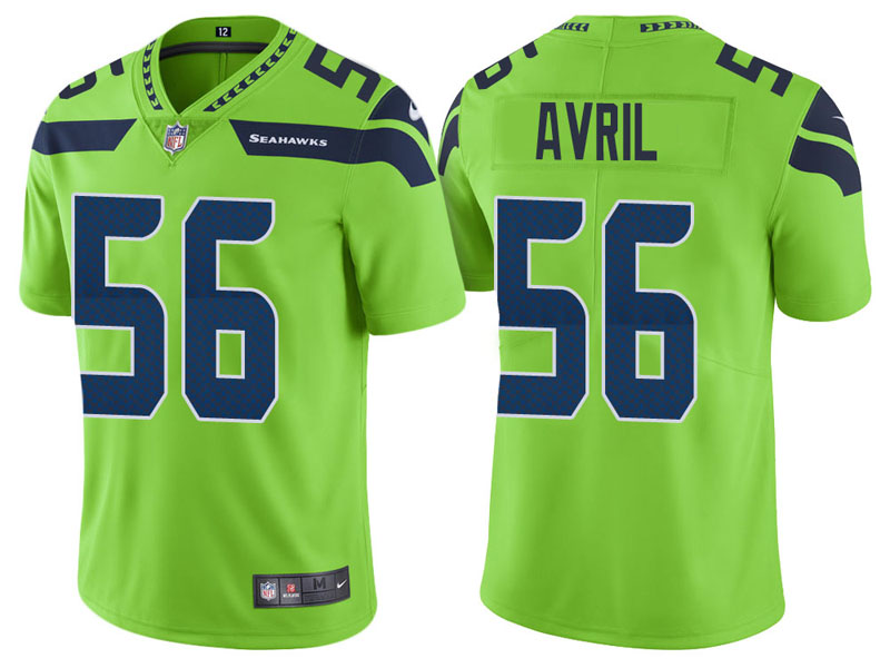 Seattle Seahawks #56 Cliff Avril Neon Green Vapor Untouchable Color Rush Limited Jersey