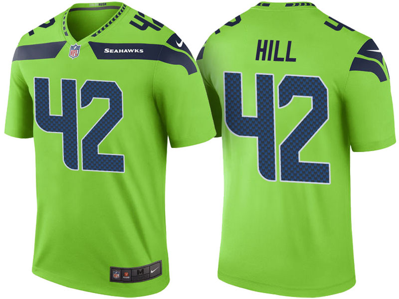 Seattle Seahawks #42 Delano Hill Neon Green Color Rush Legend Jersey Seattle Seahawks #42 Delano Hill Neon Green Color Rush Legend Jersey