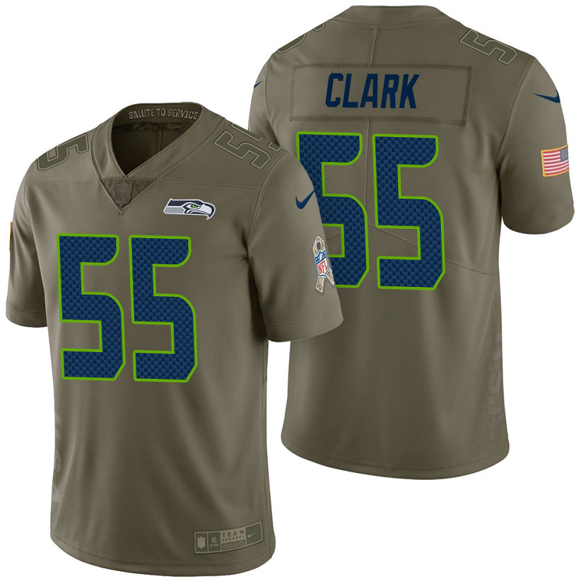 Seattle Seahawks #55 Frank Clark Olive 2017 Salute to Service Limited Jersey
