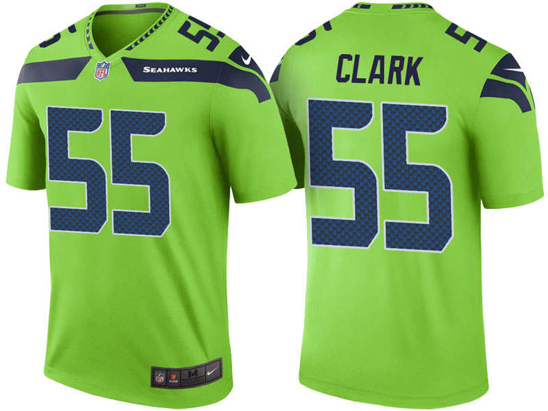 Seattle Seahawks #55 Frank Clark Neon Green Color Rush Legend Jersey