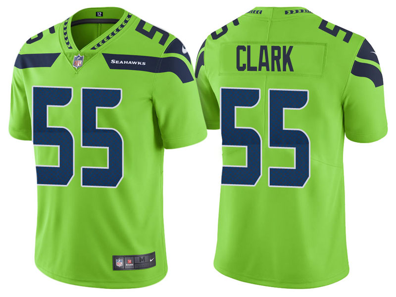 Seattle Seahawks #55 Frank Clark Neon Green Vapor Untouchable Color Rush Limited Jersey