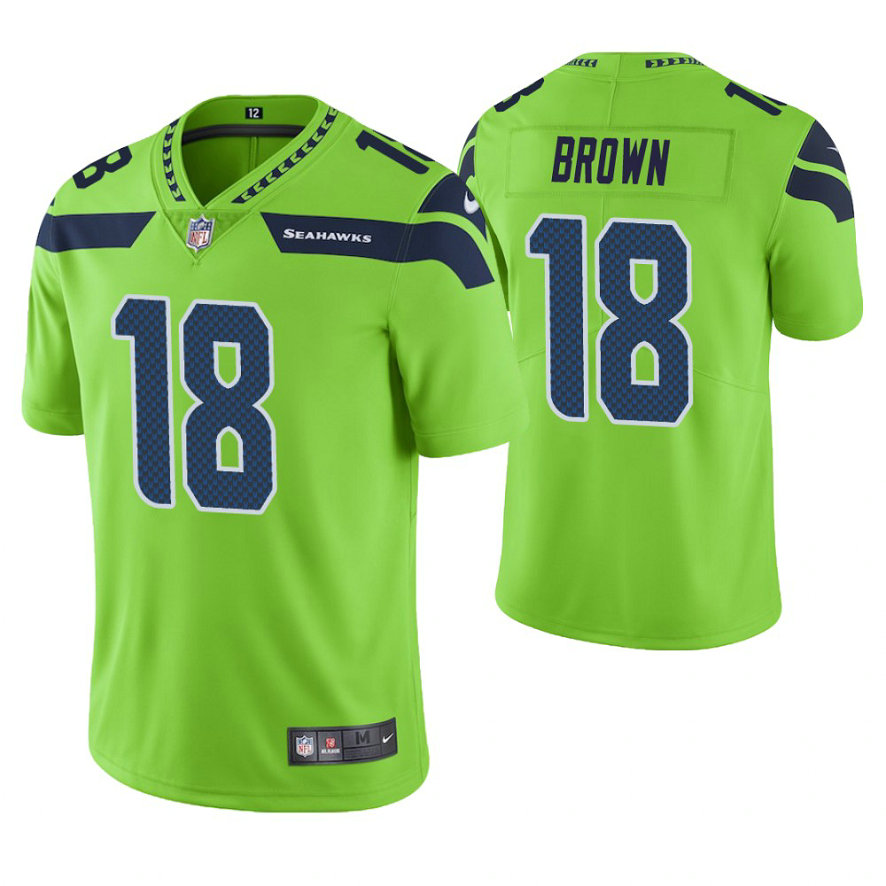 Seattle Seahawks #18 Jaron Brown Neon Green Vapor Untouchable Color Rush Limited Jersey
