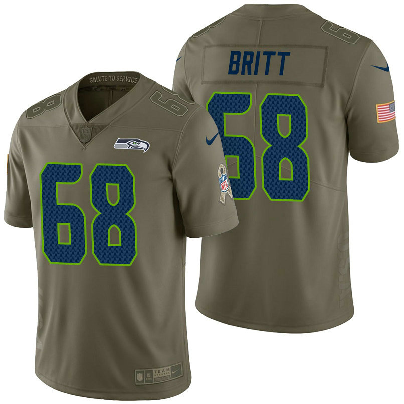 Seattle Seahawks #68 Justin Britt Olive 2017 Salute to Service Limited Jersey
