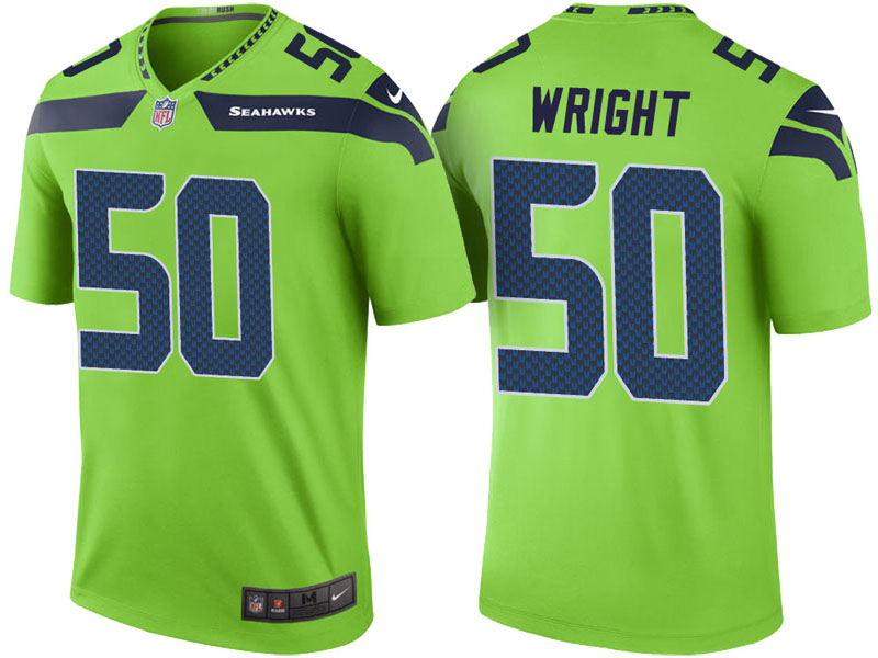 Seattle Seahawks #50 K.J. Wright Neon Green Color Rush Legend Jersey Seattle Seahawks #50 K.J. Wright Neon Green Color Rush Legend Jersey