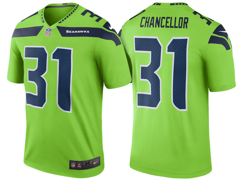 Seattle Seahawks #31 Kam Chancellor Green Color Rush Legend Jersey