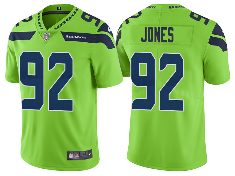 Seattle Seahawks #92 Nazair Jones Neon Green Vapor Untouchable Color Rush Limited Jersey